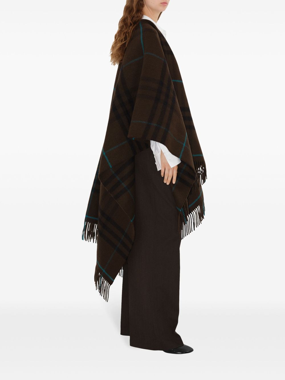 Cheap Burberry checked fringed cape Women