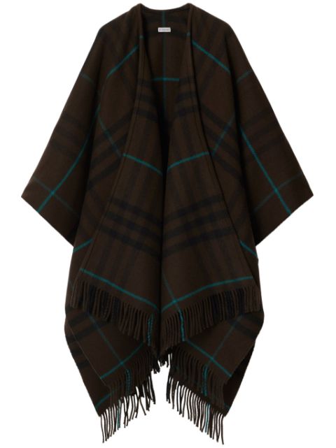 Cheap Burberry checked fringed cape Women