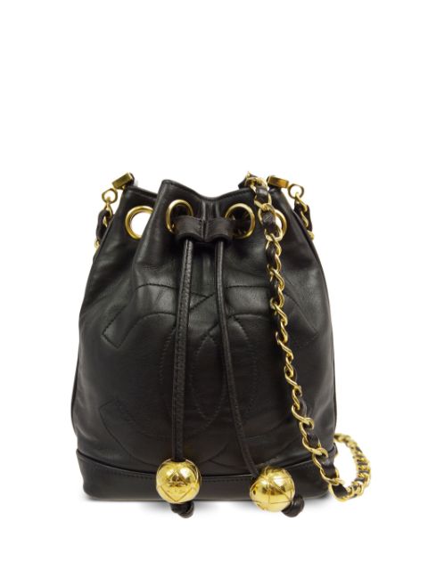 HOT SALE CHANEL 1992 CC stitch bucket shoulder bag Women