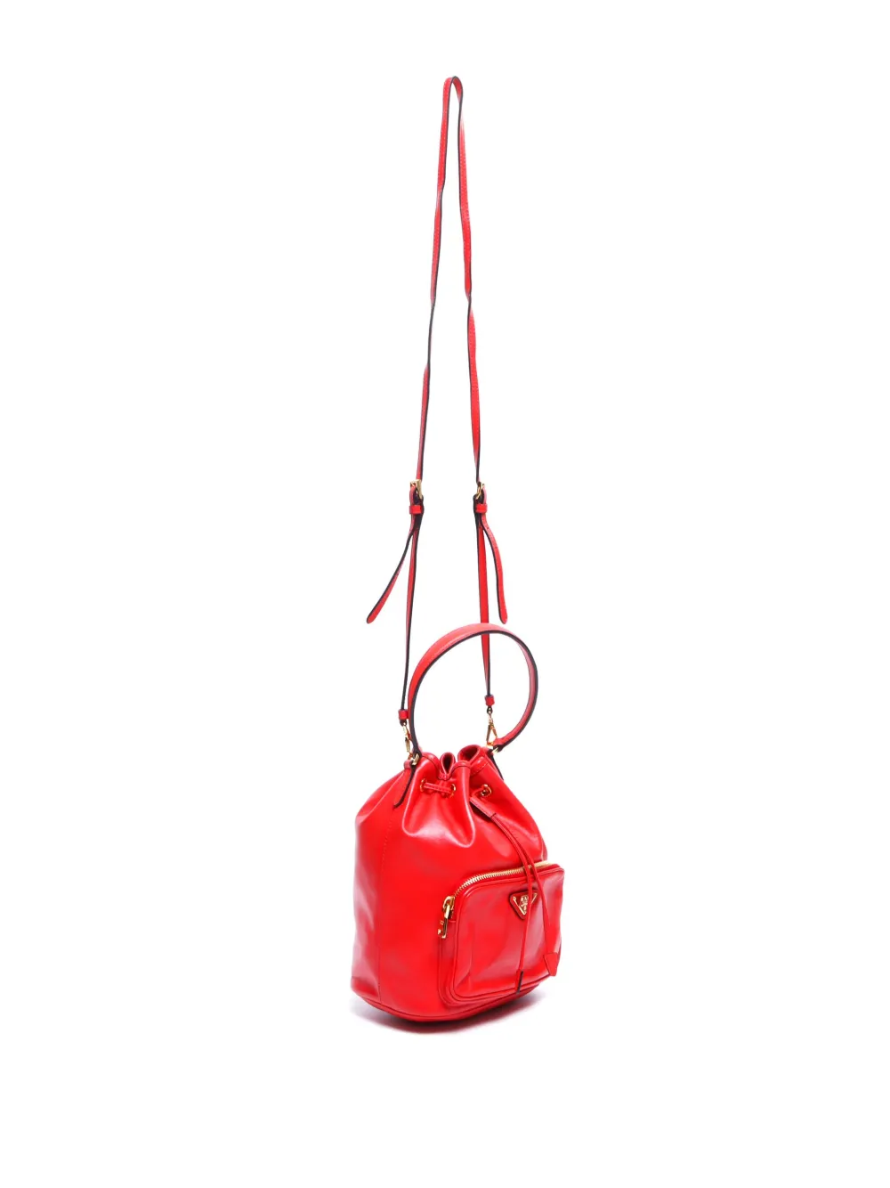 Pre-owned Prada Duet Leather Bucket Bag In Red
