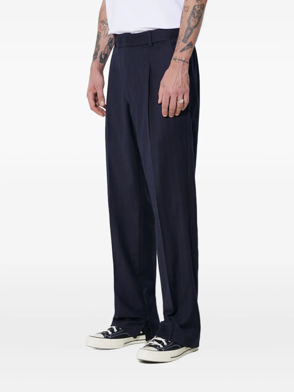 424 pinstripe pleated-front trousers - Blauw