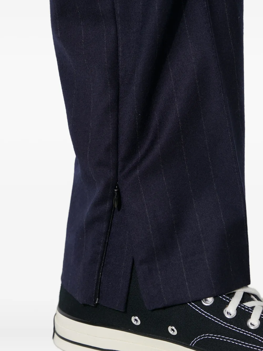 424 Broek met krijtstreep en geplooide voorkant Blauw