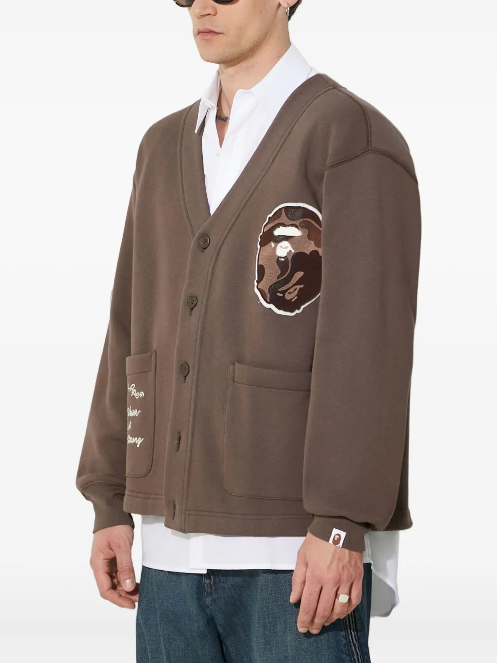 A BATHING APE College Badges vest met knopen Bruin