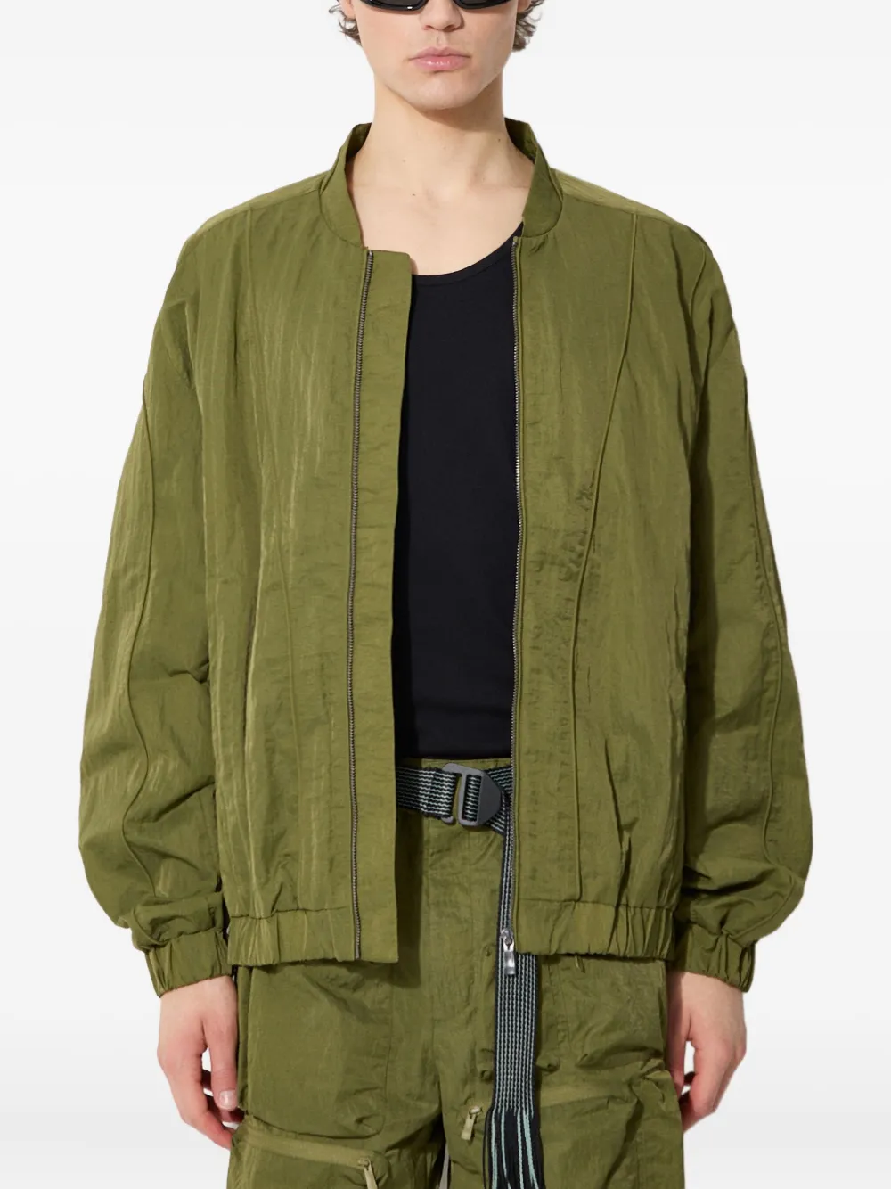 A.A. Spectrum panelled zip-up bomber jacket | Green | Image 1