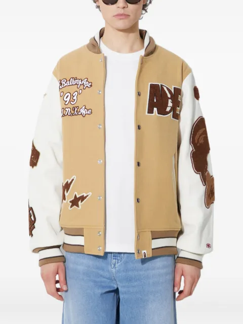 A BATHING APE® appliqué-detail varsity jacket