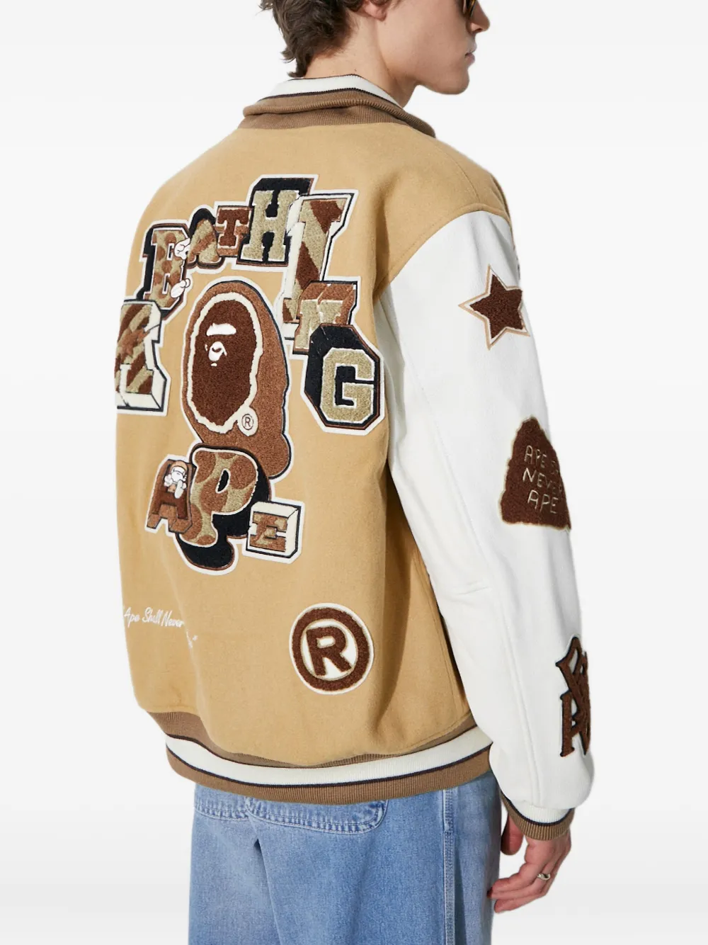 A BATHING APE Bomberjack met applicatiedetail Beige