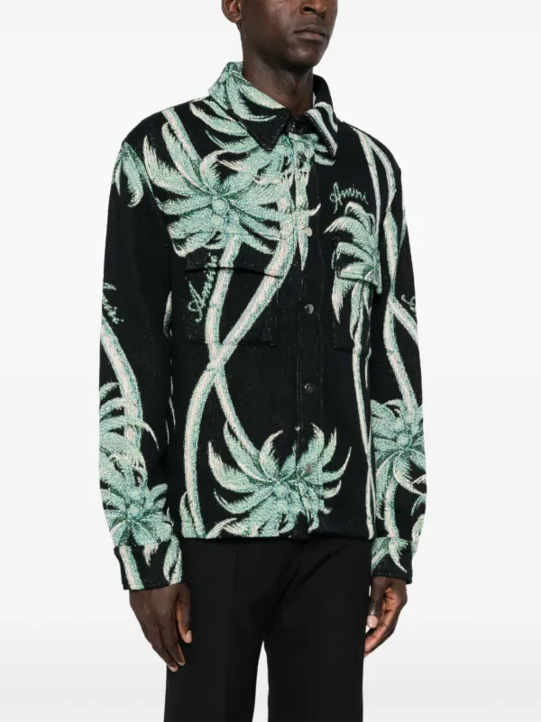 【新品未使用】AMIRI Twisted Palms Tapestry シャツ AMIRI Twisted Palms Tapestry Overshirt | Black | FARFETCH TW
