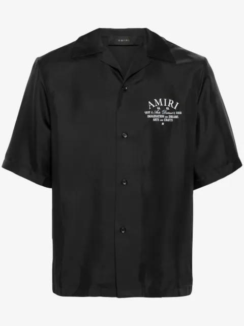 AMIRI camisa de seda con logo estampado
