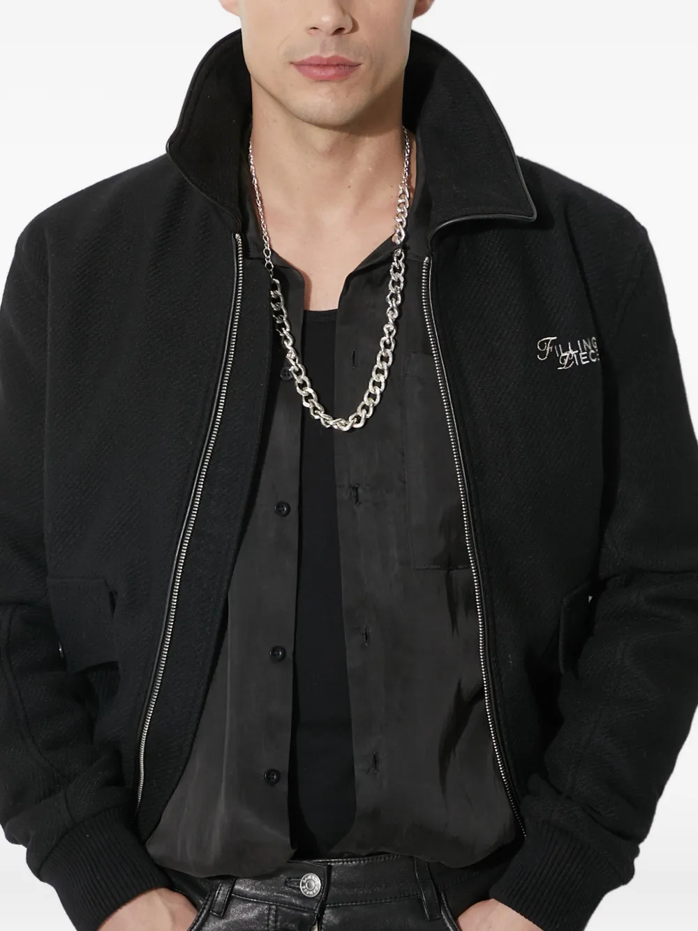 Filling Pieces Jack met borduurwerk en rits 1861 BLACK