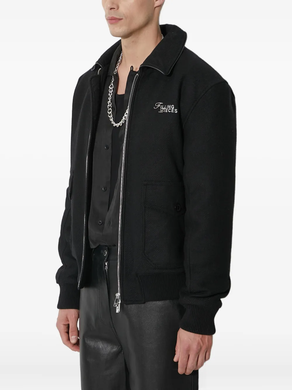 Filling Pieces Jack met borduurwerk en rits 1861 BLACK