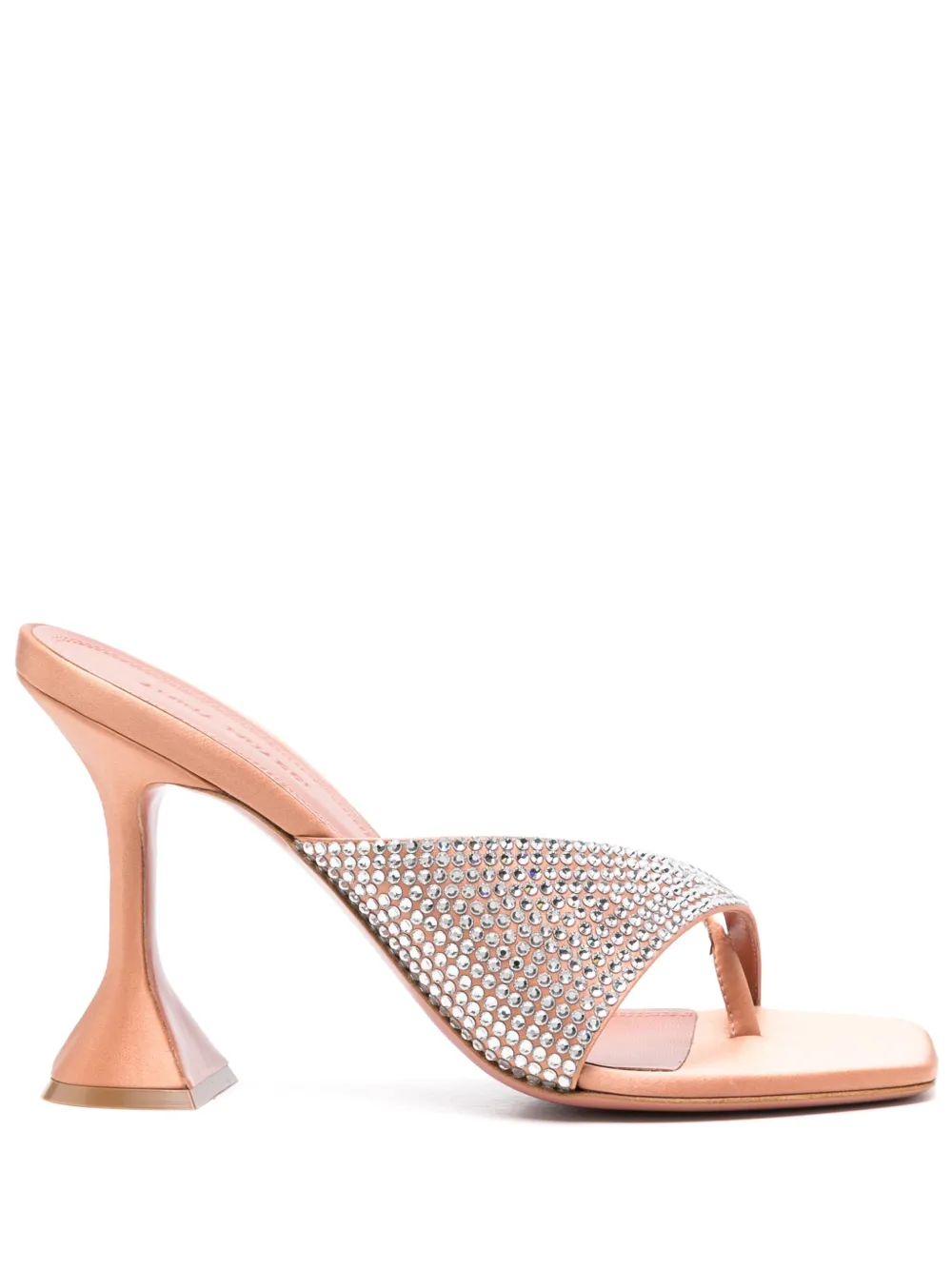 Amina Muaddi Woman Thong Sandal Apricot Size 7.5 Textile Fibers In Metallic