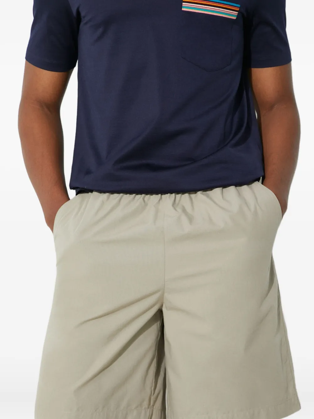 Fred Perry Embroidered Cotton Poplin Shorts In Neutral