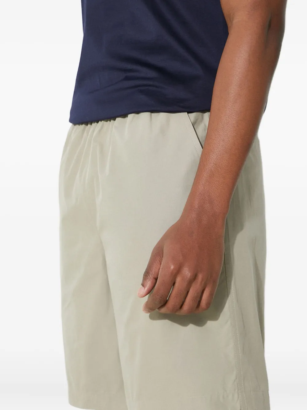 Fred Perry Embroidered Cotton Poplin Shorts In Neutral