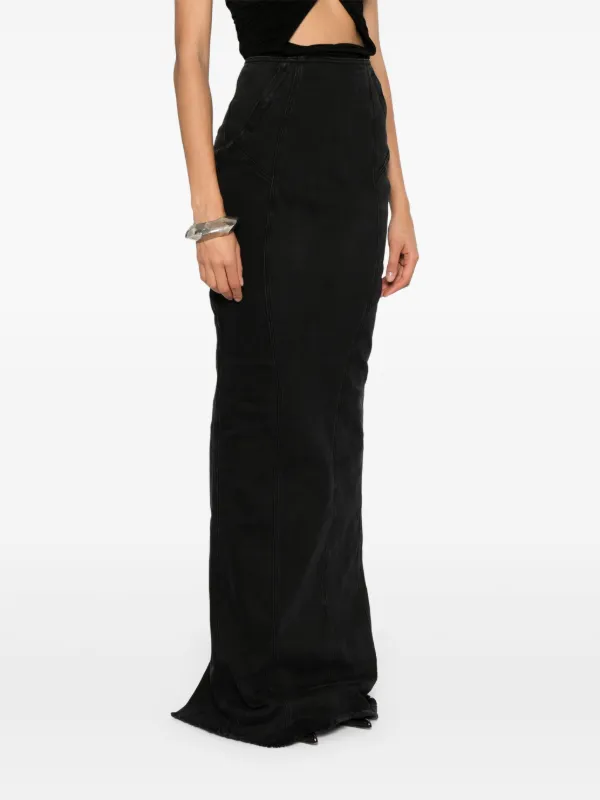 スカート ENTIRE STUDIOS Black Stretch Denim Channel Skirt Black Channel denim maxi skirt Entire Studios - women
