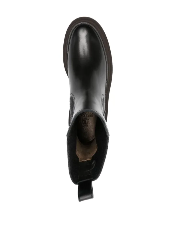 ブーツその他 BRUNELLO CUCINELLI SMOOTH LEATHER BOOTS WITH MONILI Brunello Cucinelli Monili-detail Leather Chelsea Boots