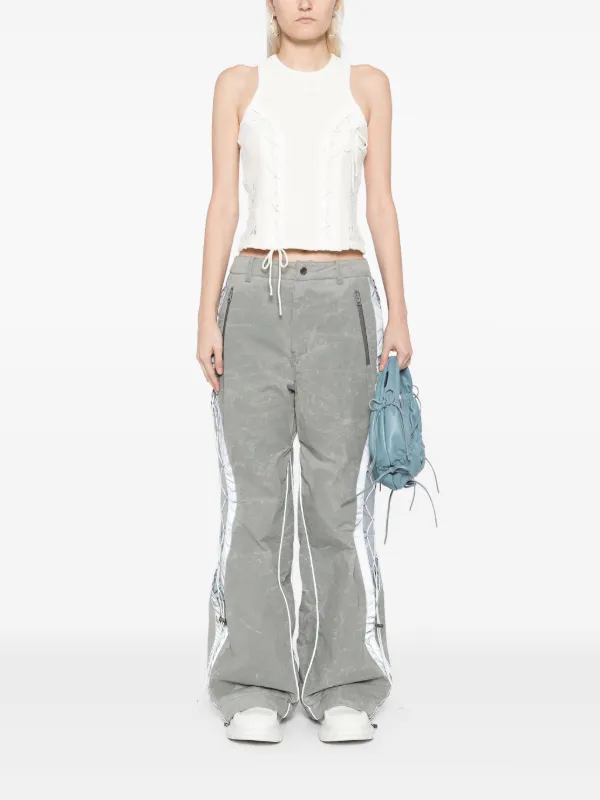 Andersson Bell★CRACK PADDED LACE-UP WIDE PANTS★早期完売 Andersson Bell Crack lace-up Wide Pants | Grey | FARFETCH IN