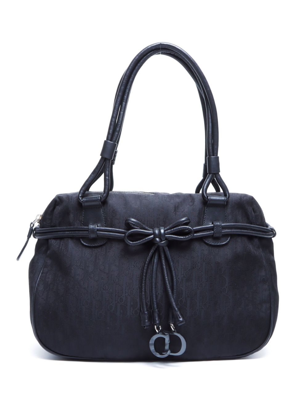 Pre-owned Dior Bow-detail Trotter Shoulder Bag In Black