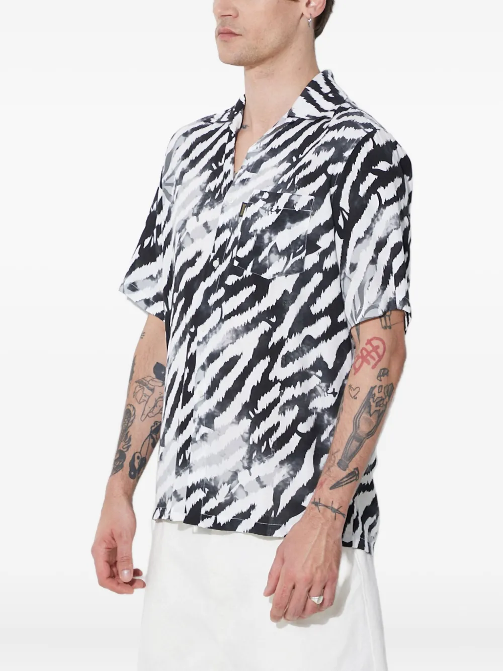 Aries Overhemd met zebraprint Zwart