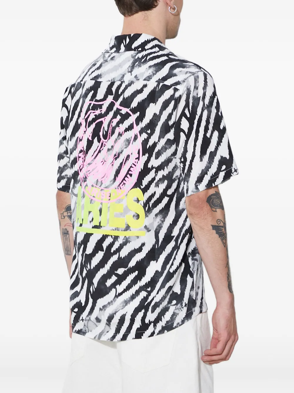Aries Overhemd met zebraprint Zwart