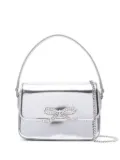 Self-Portrait bow-detail leather cross body bag - Silver