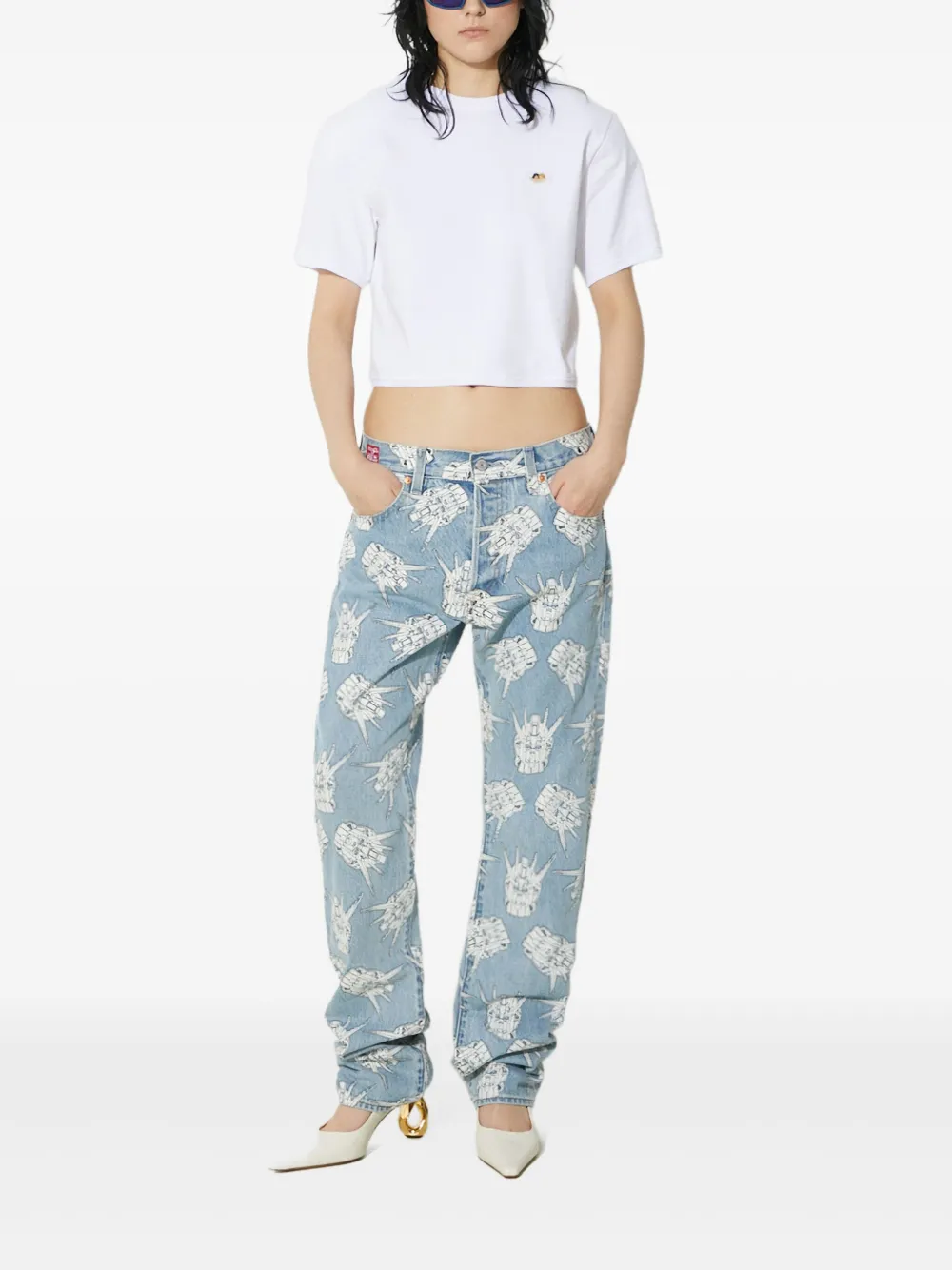 Levi's x Gundam Seed '93 501 printed jeans - Blauw