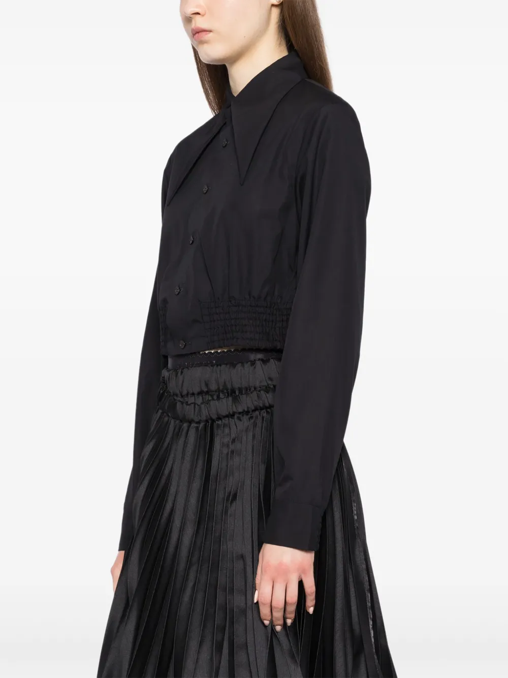 NOIR KEI NINOMIYA OVERSIZED-COLLAR CROPPED SHIRT 
