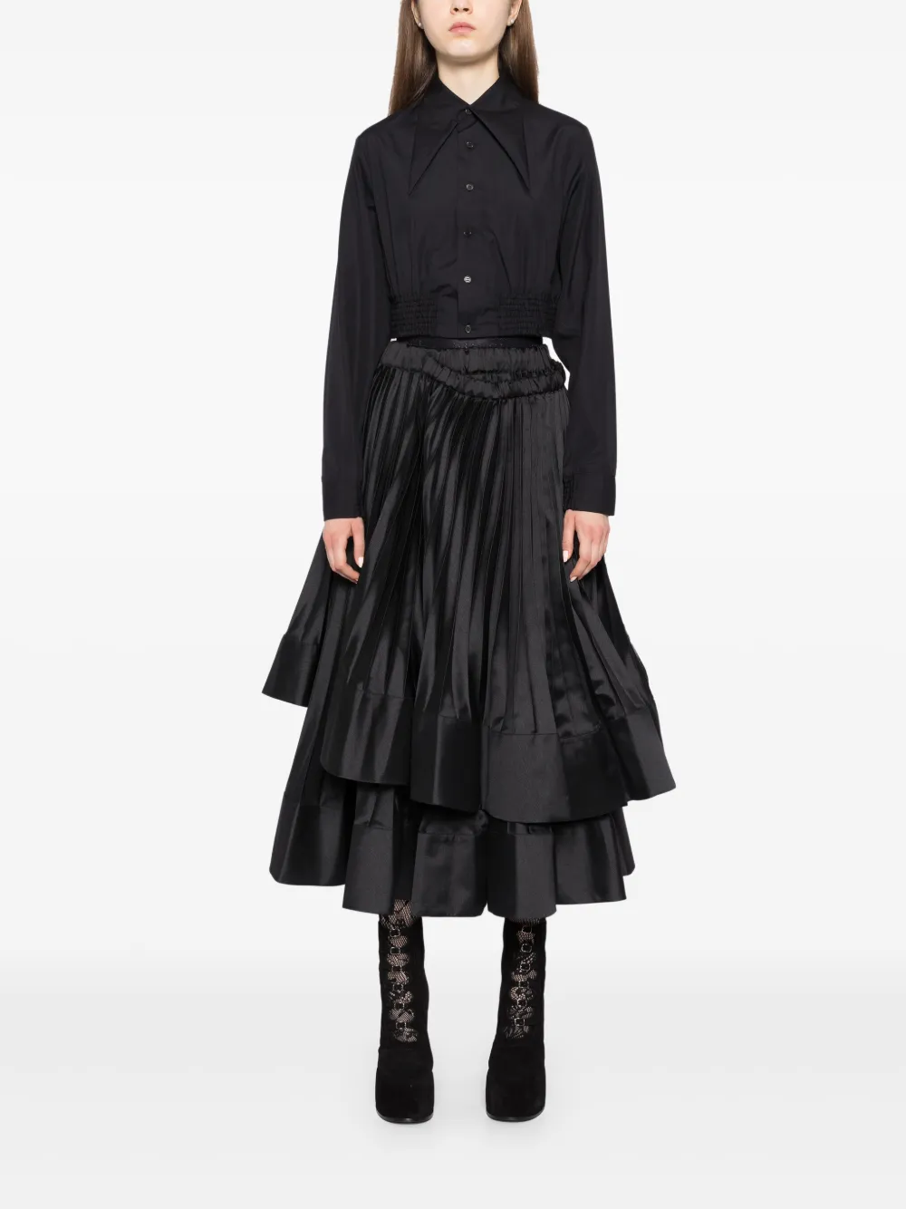 Noir Kei Ninomiya Blouse met puntige kraag - Zwart