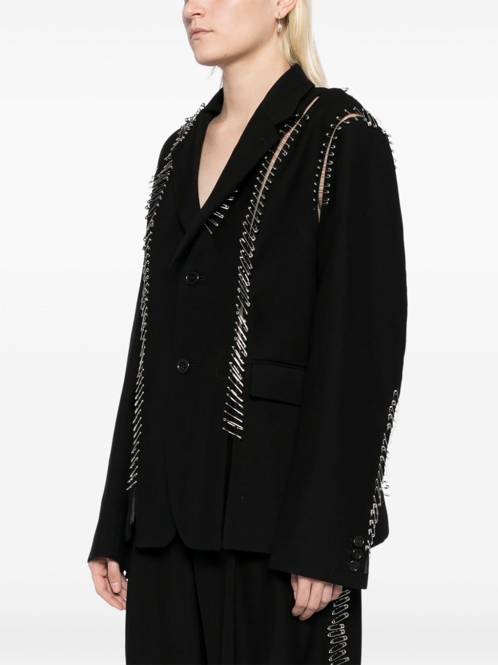 NOIR KEI NINOMIYA SAFETY PIN EMBELLISHMENT SINGLE-BREASTED BLAZER 