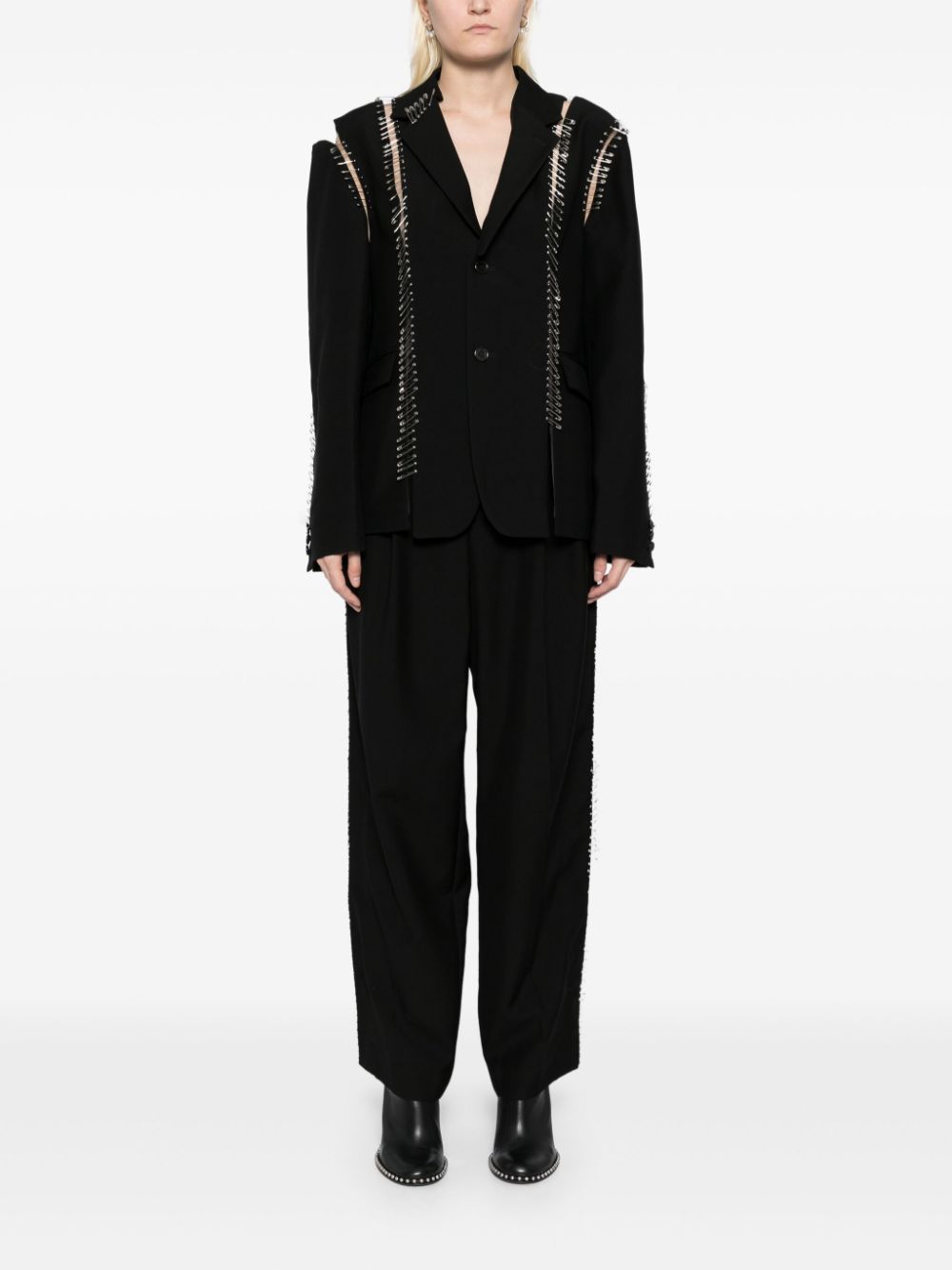 NOIR KEI NINOMIYA SAFETY PIN EMBELLISHMENT SINGLE-BREASTED BLAZER 