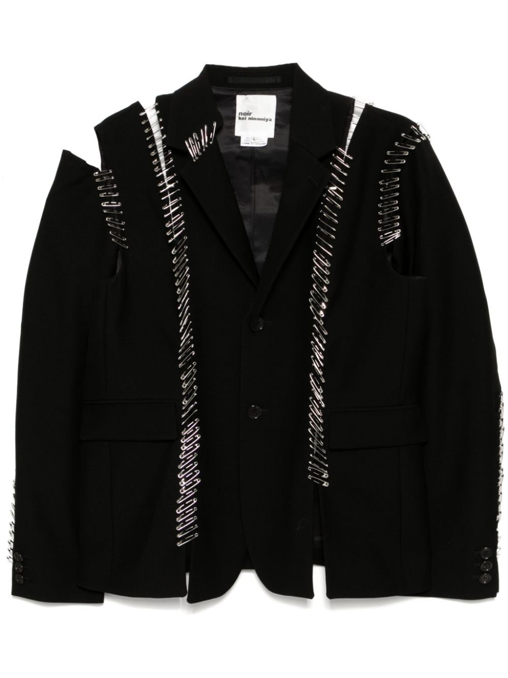 NOIR KEI NINOMIYA SAFETY PIN EMBELLISHMENT SINGLE-BREASTED BLAZER 