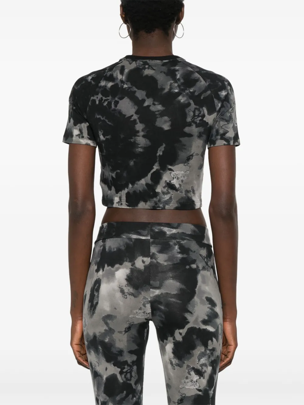 adidas T-shirt met tie-dye print Zwart