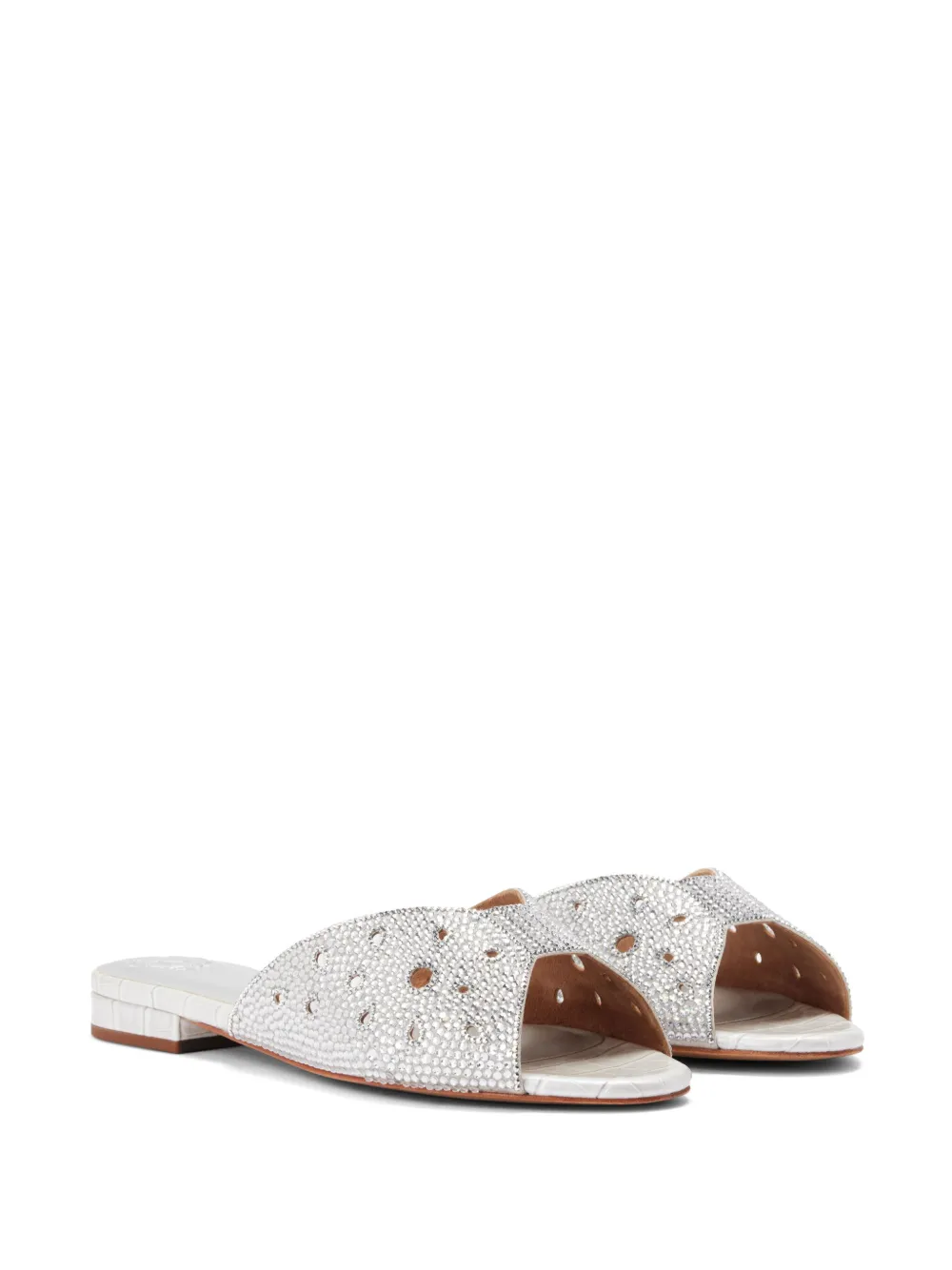 NICOLI crystal-embellished slides - Grijs
