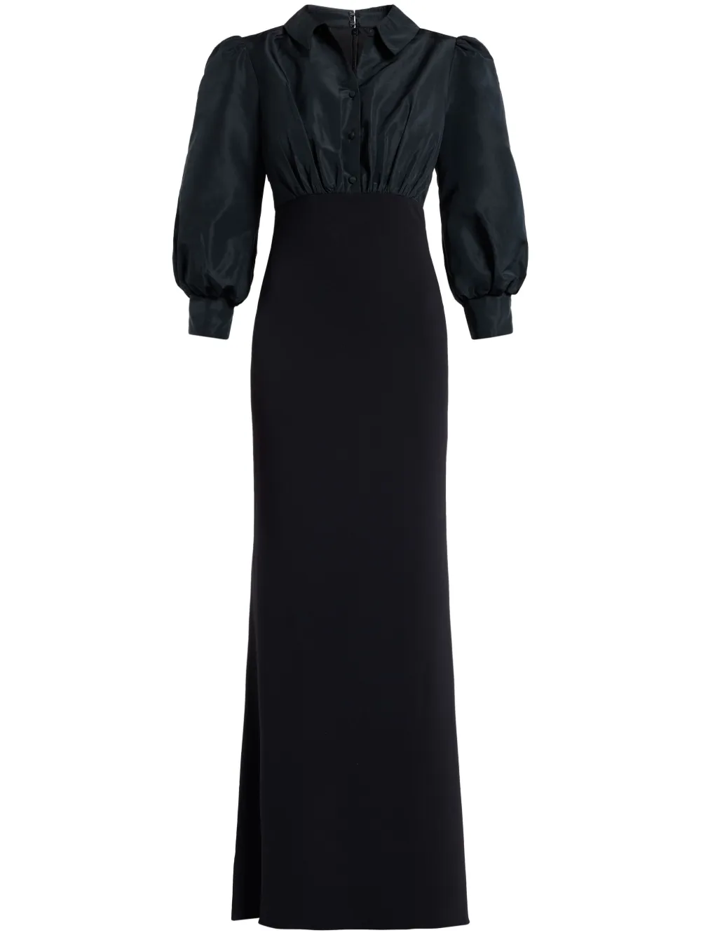 Badgley Mischka gathered-detailing satin dress - Black