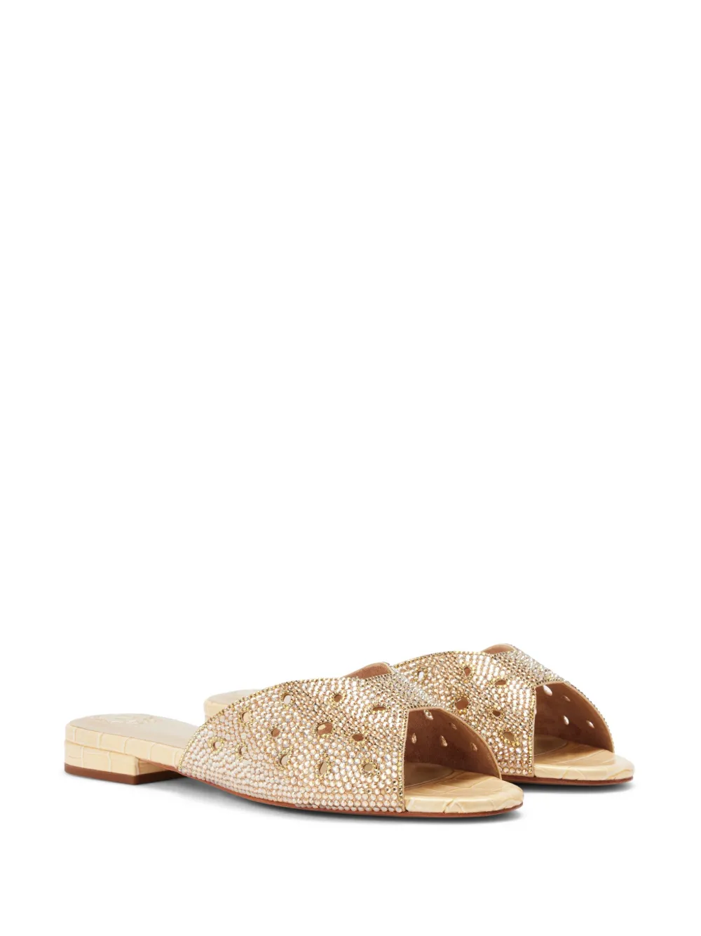 NICOLI Slippers verfraaid met kristallen - Goud