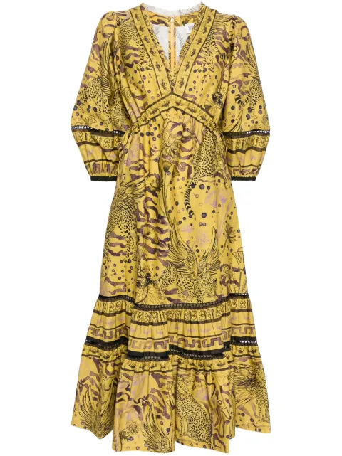 Marchesa Rosa vestido midi Flying Cheetah