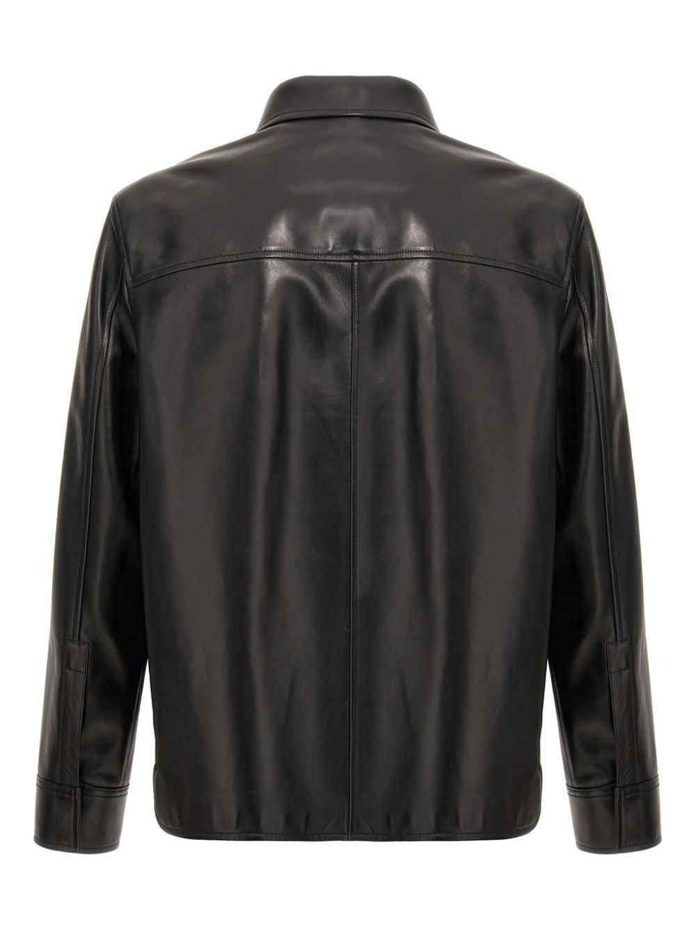 LOEWE Long-sleeve Leather Overshirt - Black