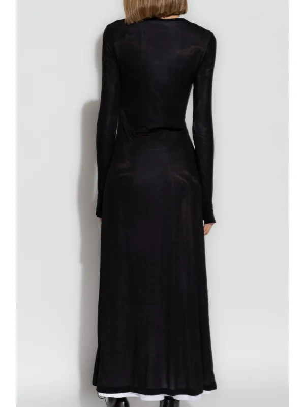 Helmut Lang double-layer Maxi Dress | Black | FARFETCH AO
