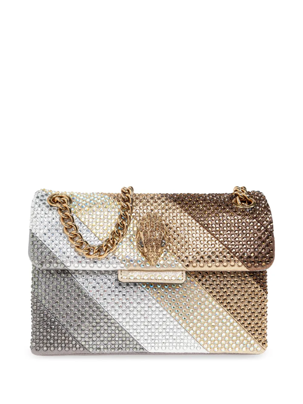 Kurt Geiger Kensington Crystal-embellished Shoulder Bag In Neutrals