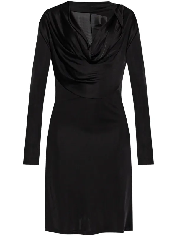 knee length dresses for ladies Black Knit Long Sleeve Cowl Neck Maternity Dress – PinkBlush