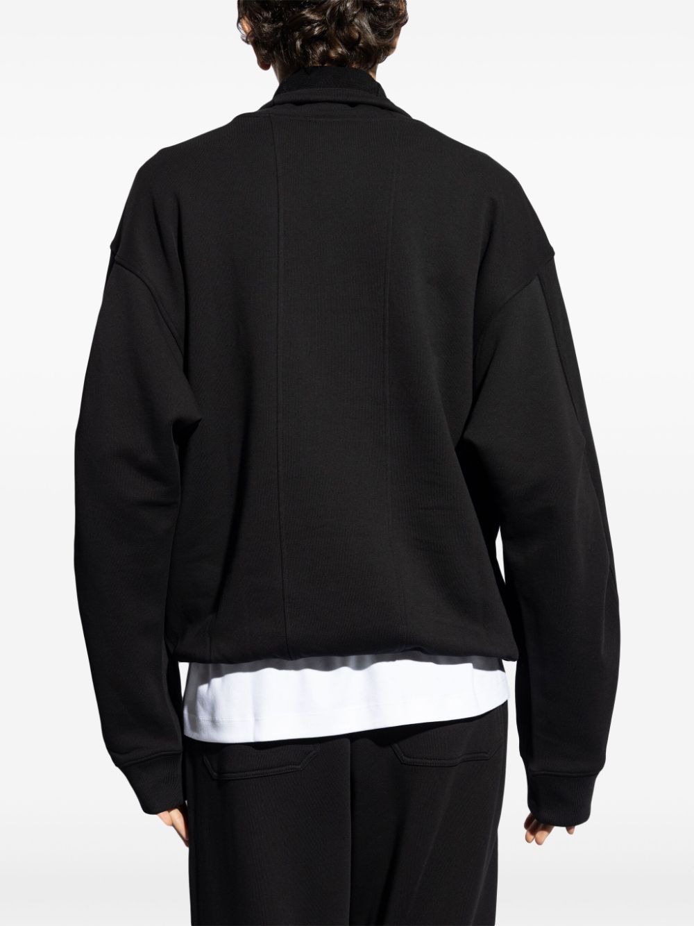 Shop Helmut Lang Drawstring Stand-up Collar Sweatshirt In Black