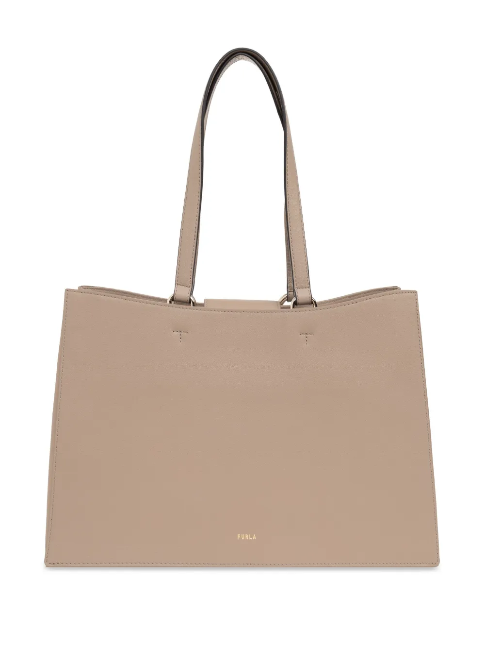 Furla Shopper met logoplakkaat Beige