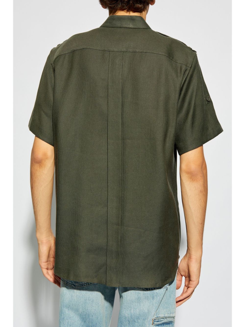 Shop Helmut Lang Epaulette-detail Multi-pocket Shirt In Green