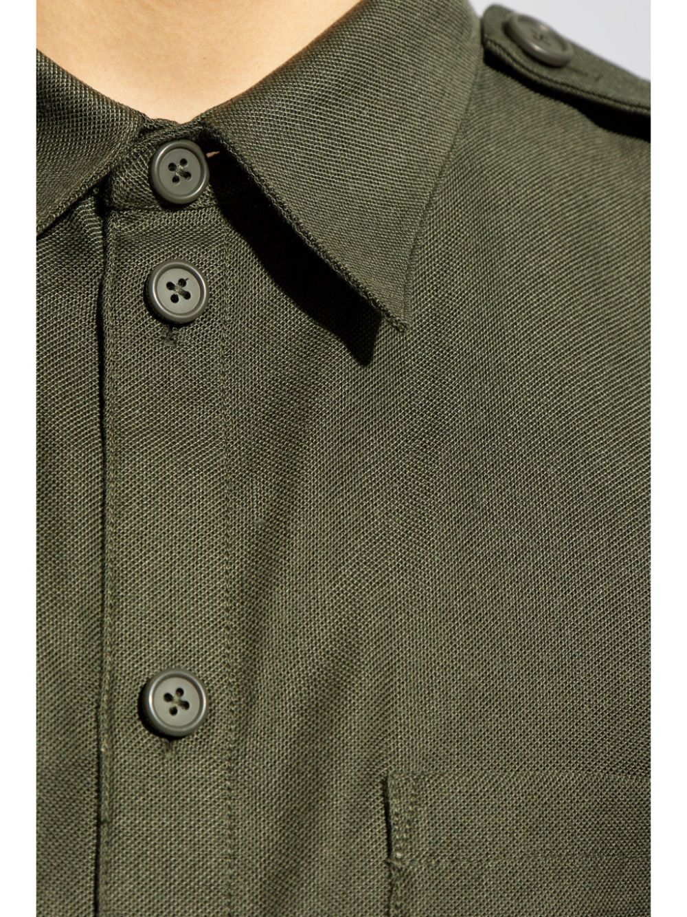 Shop Helmut Lang Epaulette-detail Multi-pocket Shirt In Green