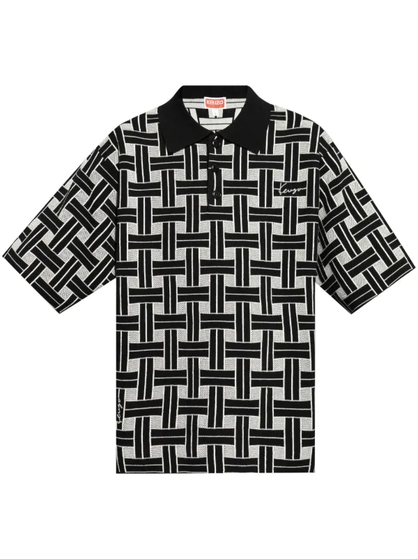 Kenzo logo embroidered Interwoven Polo Shirt Black FARFETCH CA