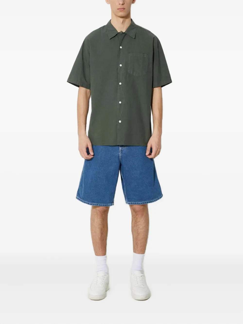 Norse Projects Carsten overhemd met korte mouwen en zak - Groen
