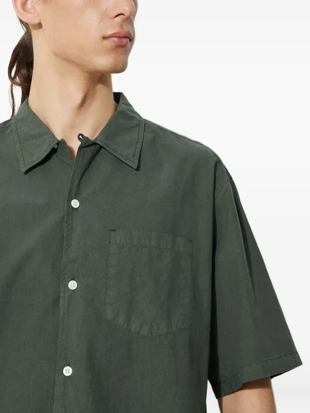 Norse Projects Carsten overhemd met korte mouwen en zak Groen