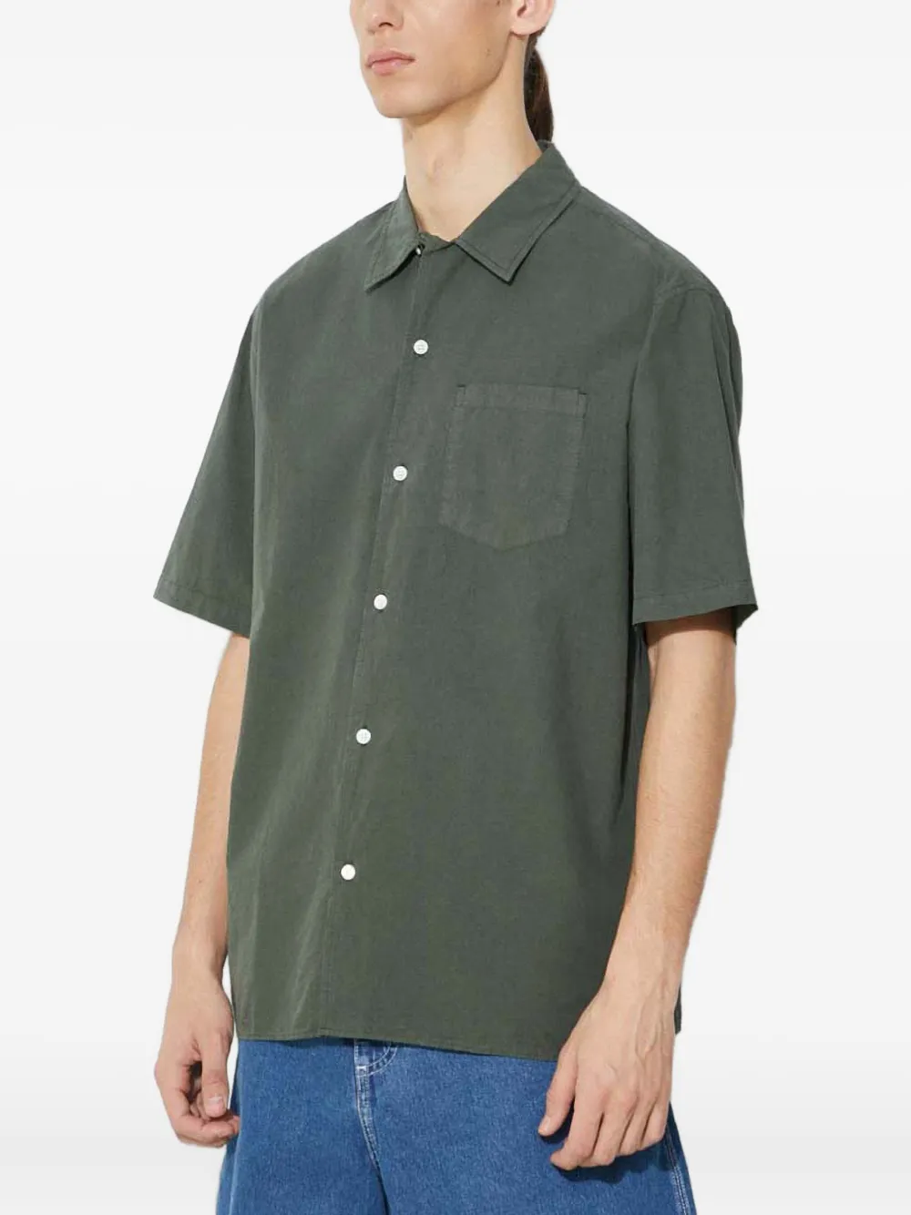 Norse Projects Carsten overhemd met korte mouwen en zak Groen