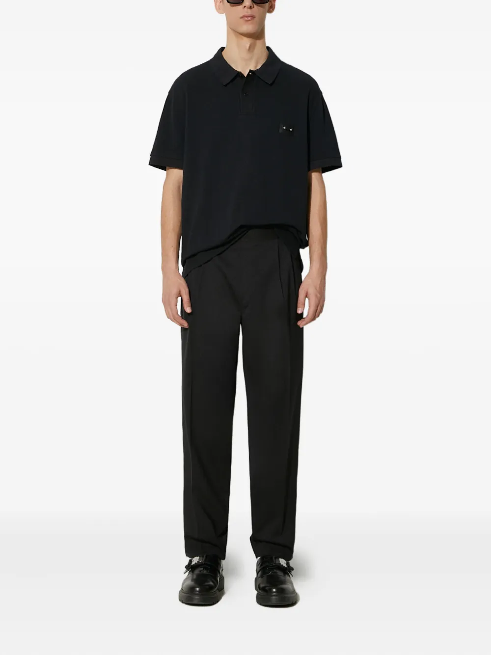Neil Barrett Poloshirt met korte mouwen en tonale applicatie - Zwart