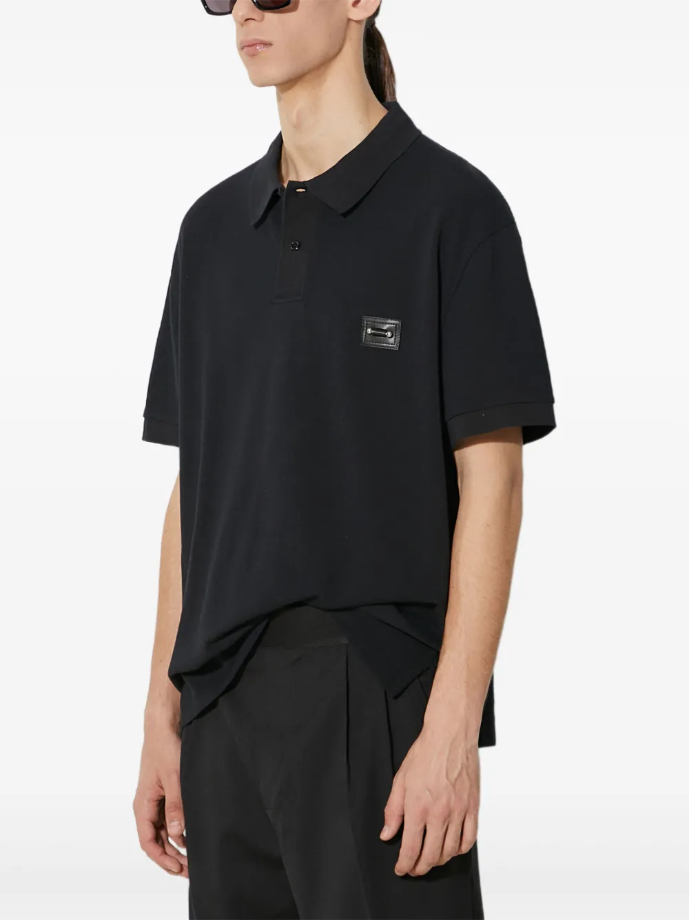 Neil Barrett Poloshirt met korte mouwen en tonale applicatie Zwart