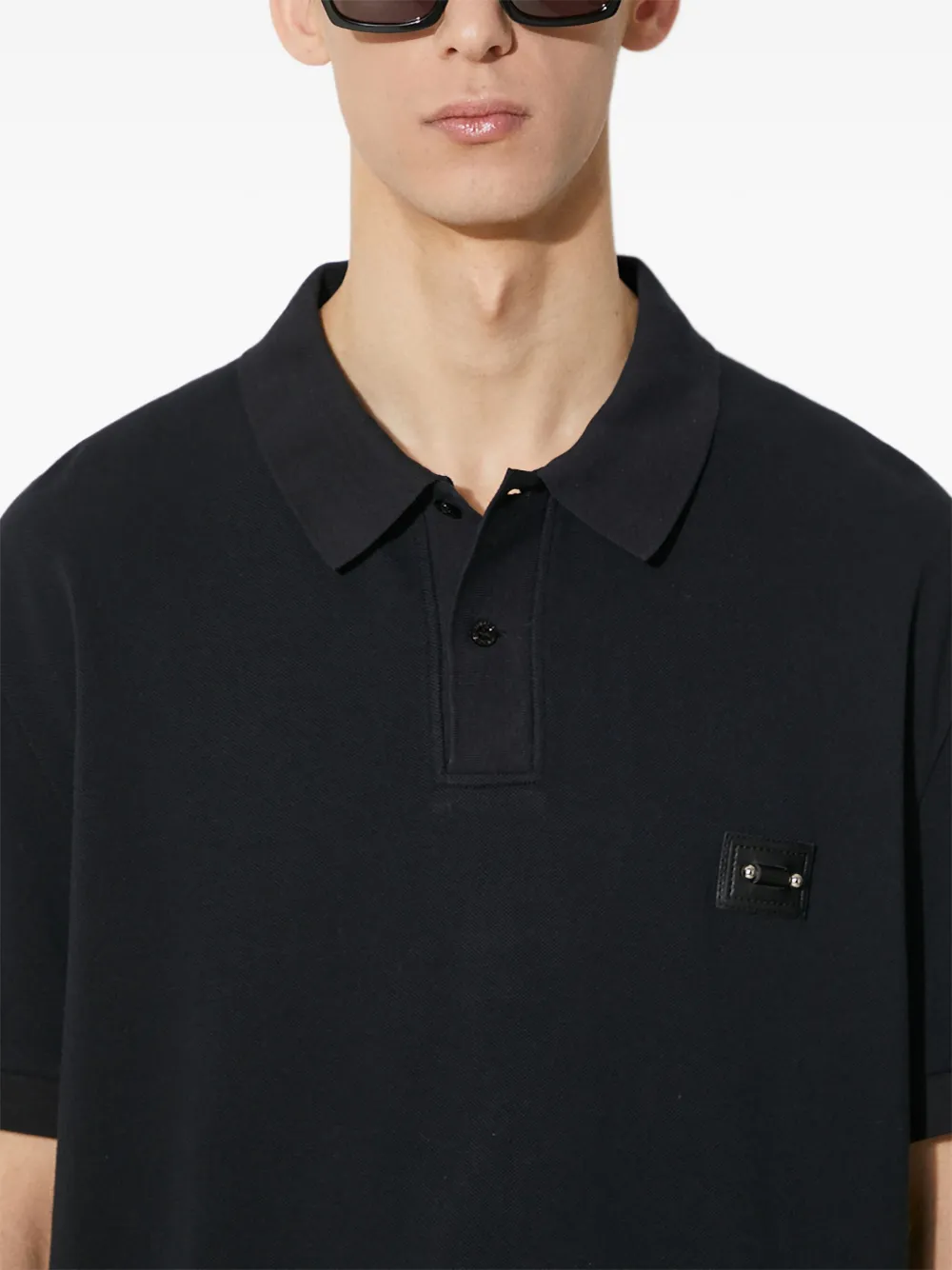 Neil Barrett Poloshirt met korte mouwen en tonale applicatie Zwart